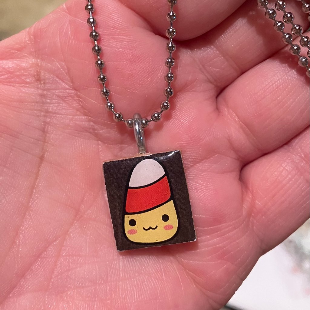 (2/$12,4/$20) Candy Corn Scrabble Necklace